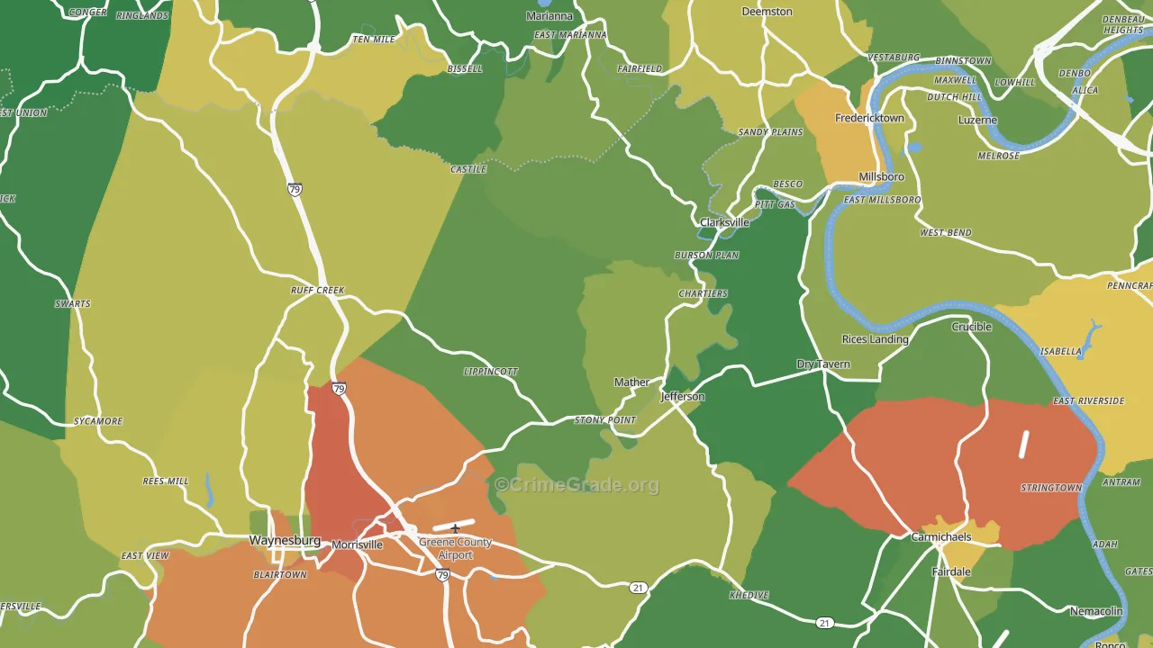Jefferson, PA Map of Drug-Related Crime Rates