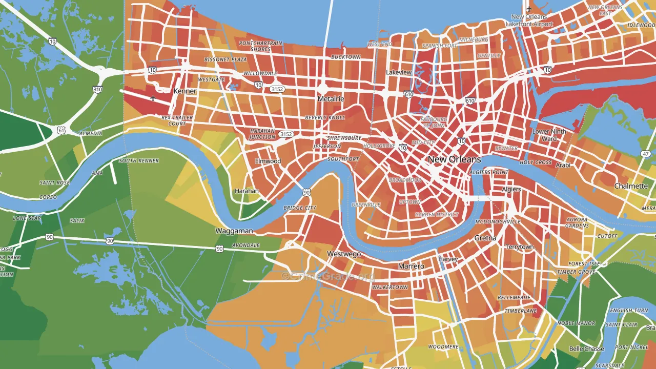 Jefferson Parish, LA Map of Drug-Related Crime Rates