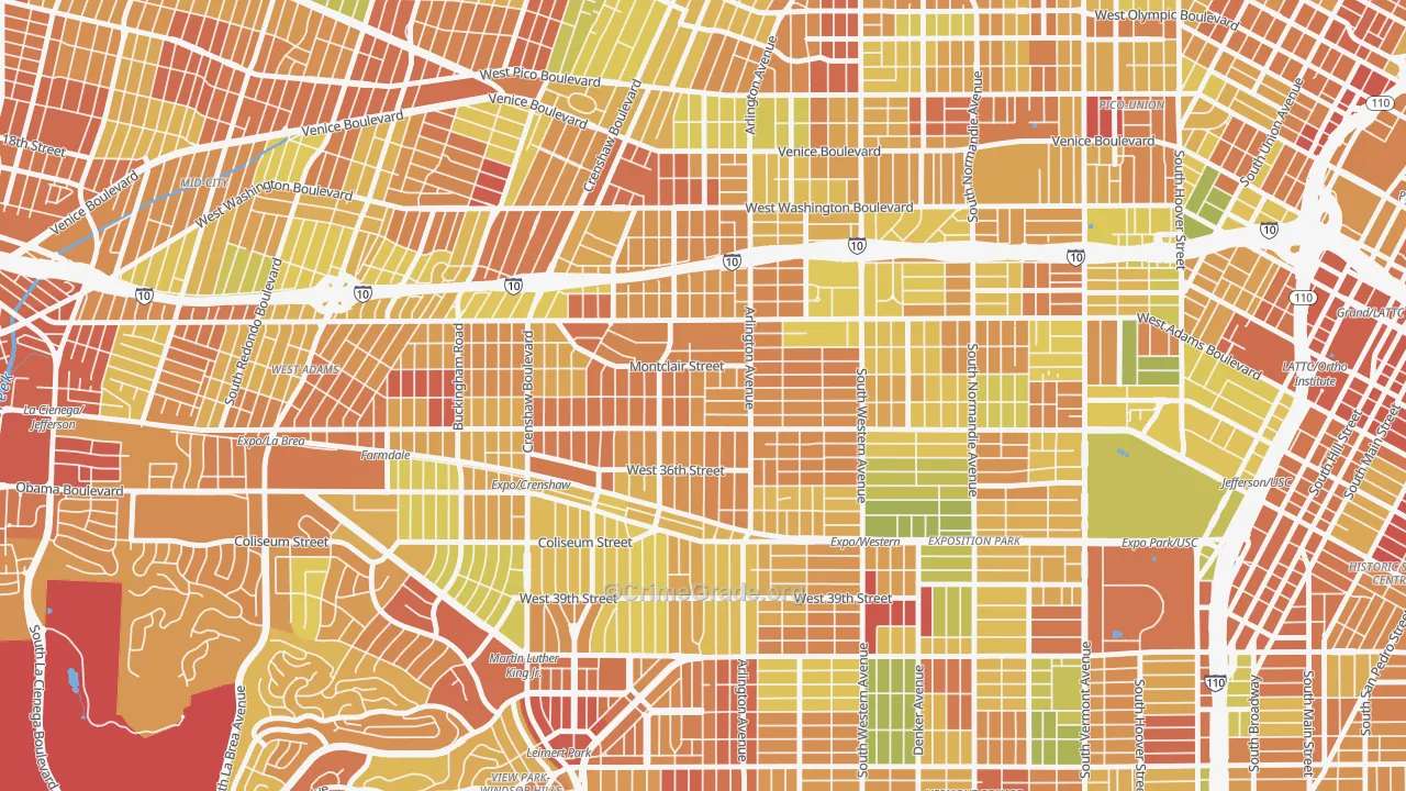 Jefferson Park, Los Angeles, CA Map of Drug-Related Crime Rates