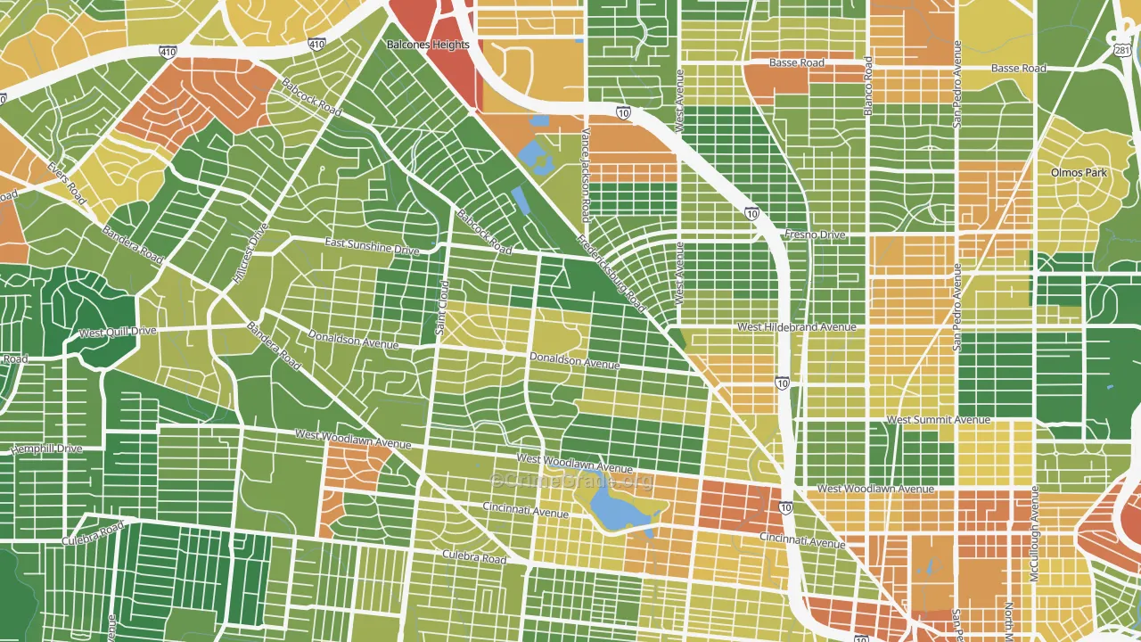 Jefferson, San Antonio, TX Map of Drug-Related Crime Rates