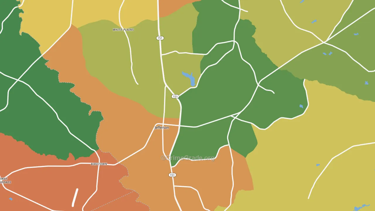 Jefferson, SC Map of Drug-Related Crime Rates