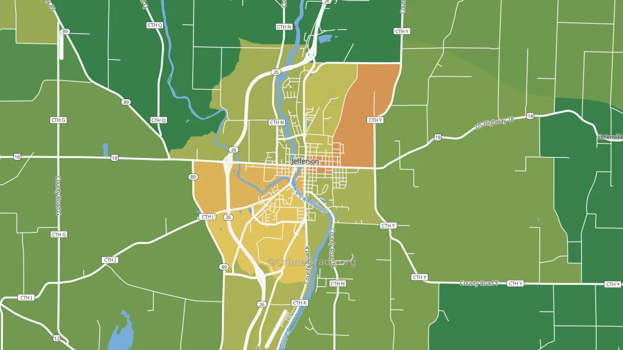 Jefferson, WI Map of Drug-Related Crime Rates