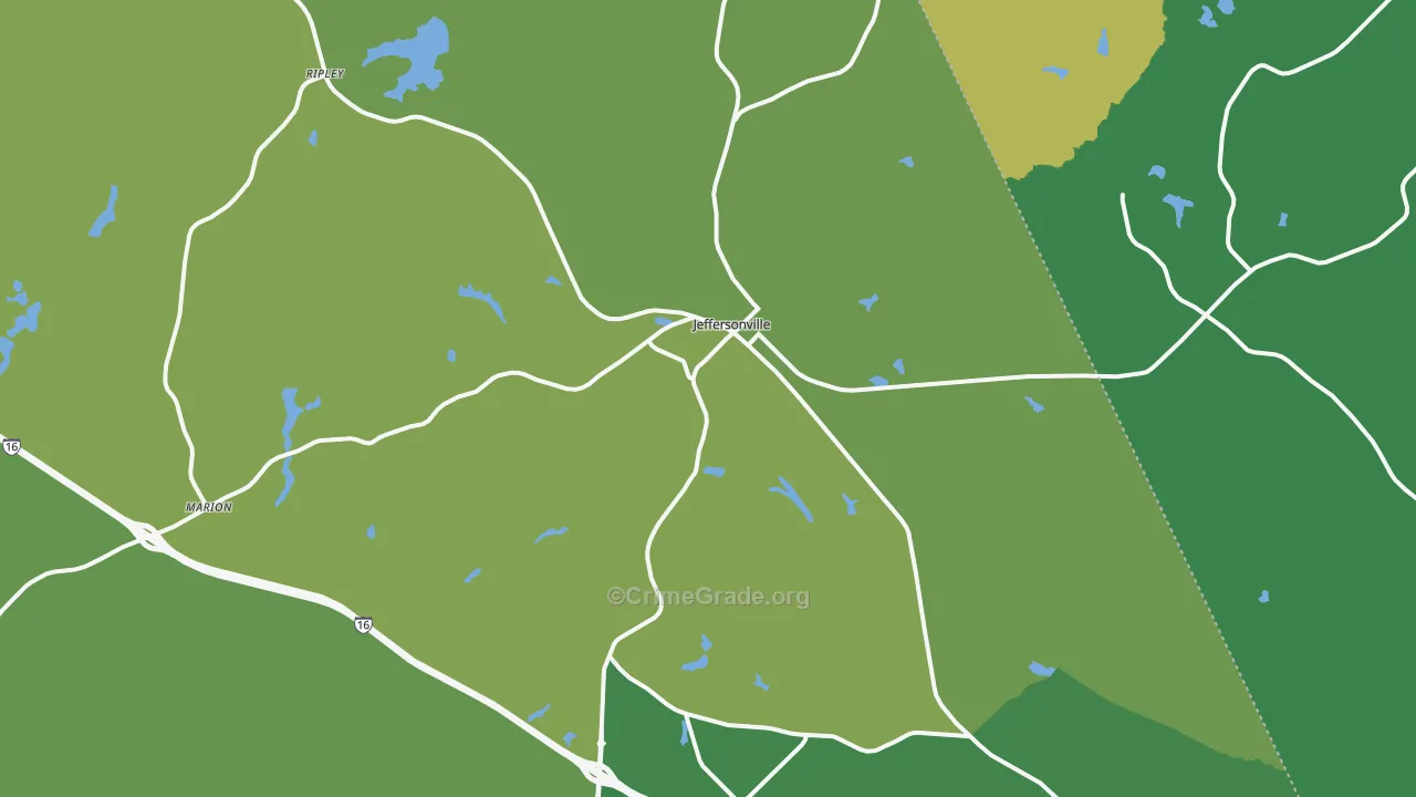 Jeffersonville, GA Map of Drug-Related Crime Rates