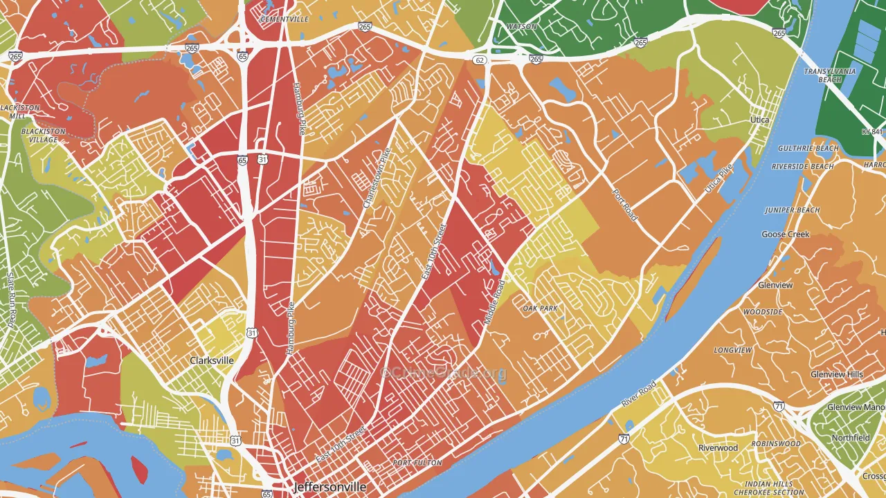 Jeffersonville, IN Map of Drug-Related Crime Rates