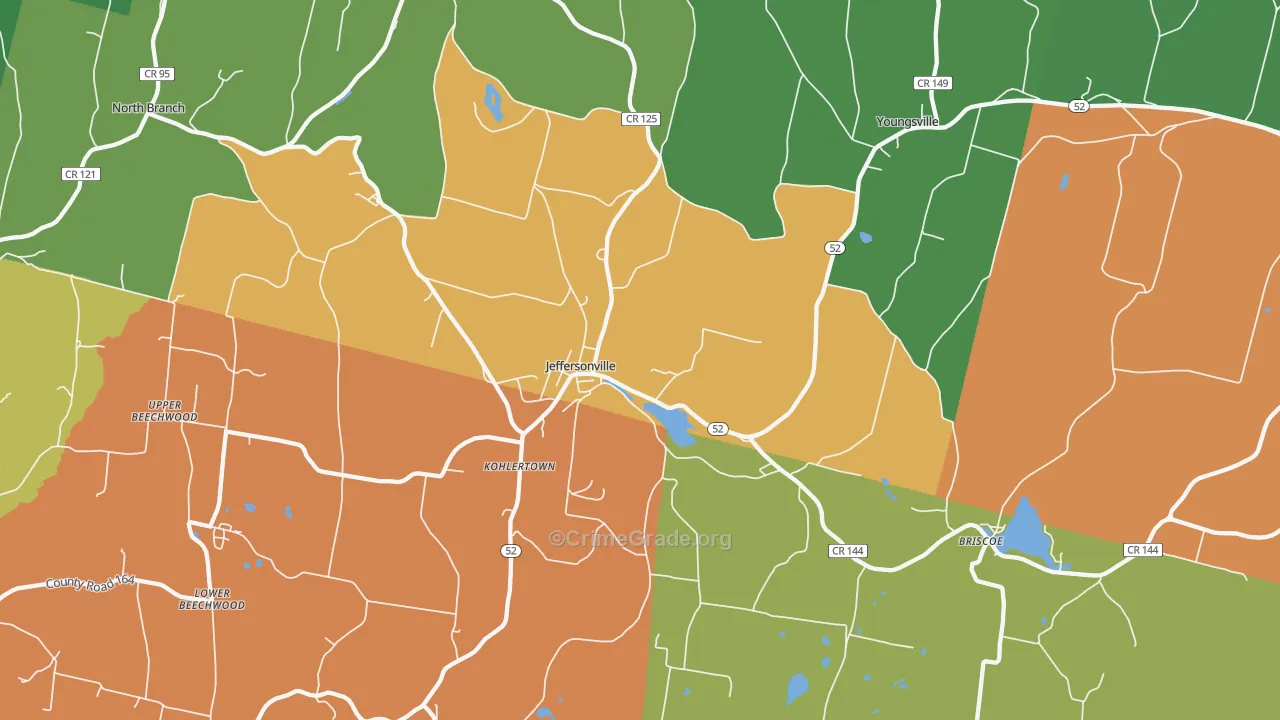 Jeffersonville, NY Map of Drug-Related Crime Rates