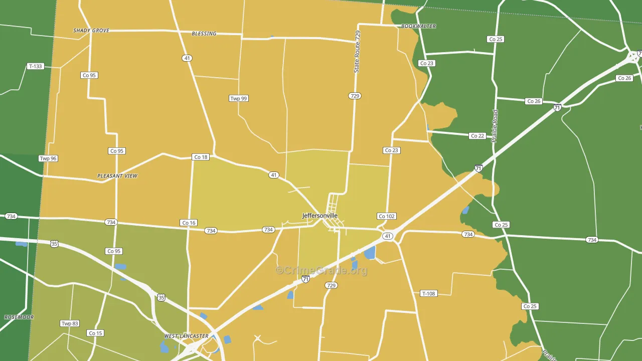 Jeffersonville, OH Map of Drug-Related Crime Rates