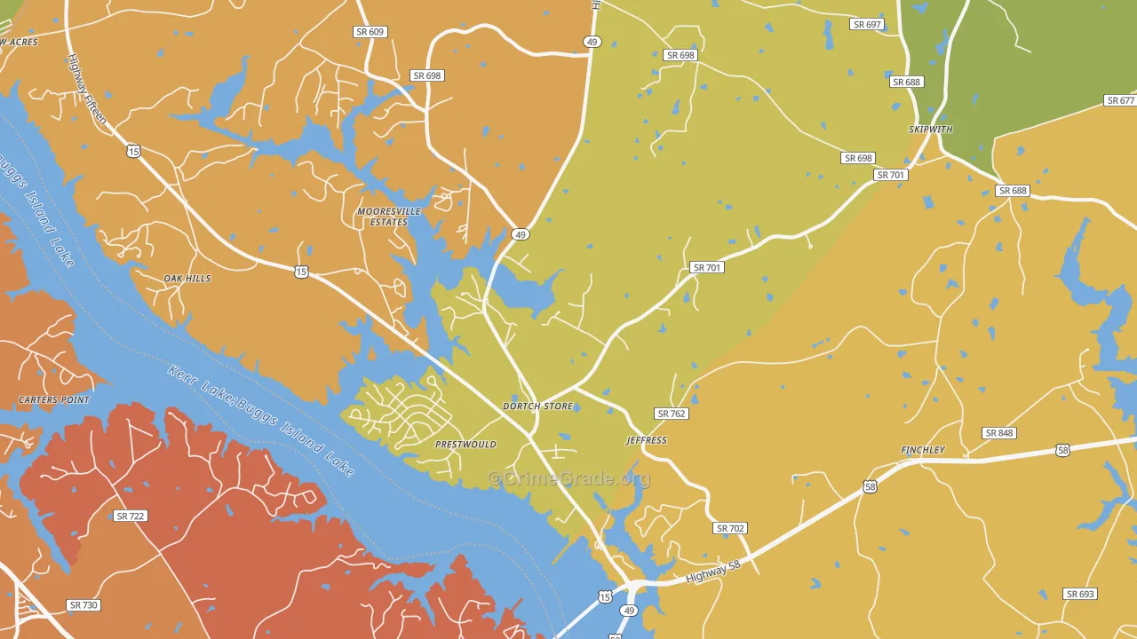 Jeffress, VA Map of Drug-Related Crime Rates