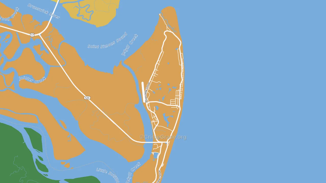 Jekyll Island, GA Map of Drug-Related Crime Rates