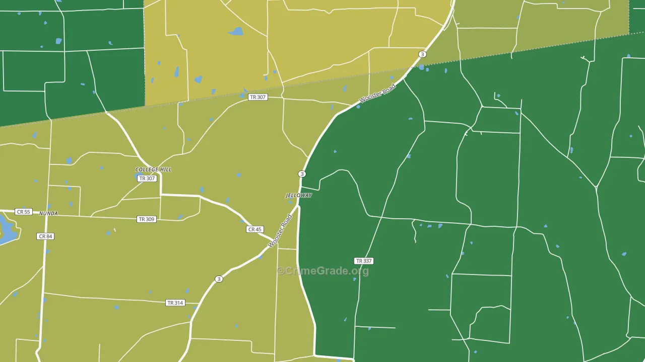 Jelloway, OH Map of Drug-Related Crime Rates