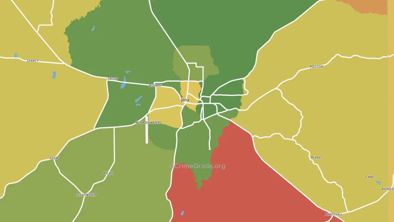 Jena, LA Map of Drug-Related Crime Rates