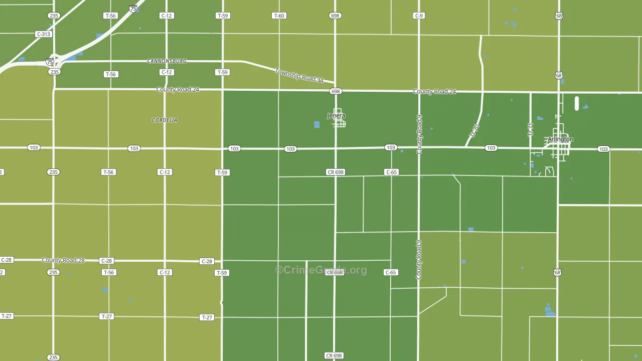 Jenera, OH Map of Drug-Related Crime Rates