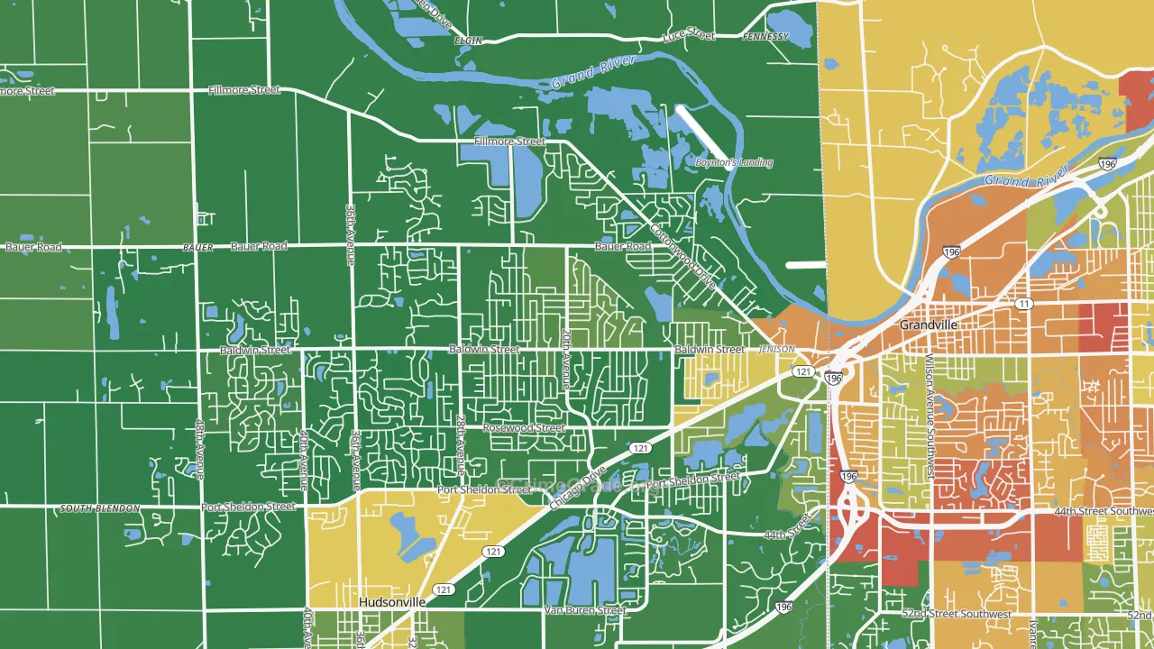Jenison, MI Map of Drug-Related Crime Rates