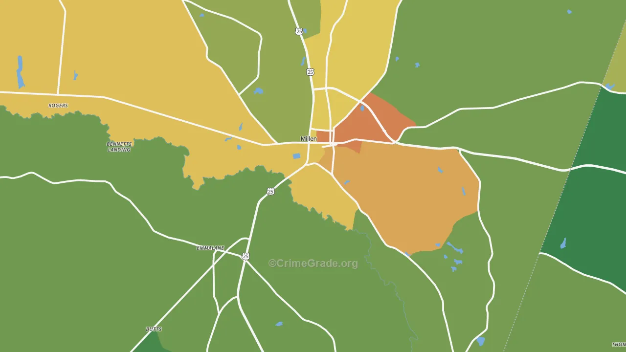 Jenkins County, GA Map of Drug-Related Crime Rates