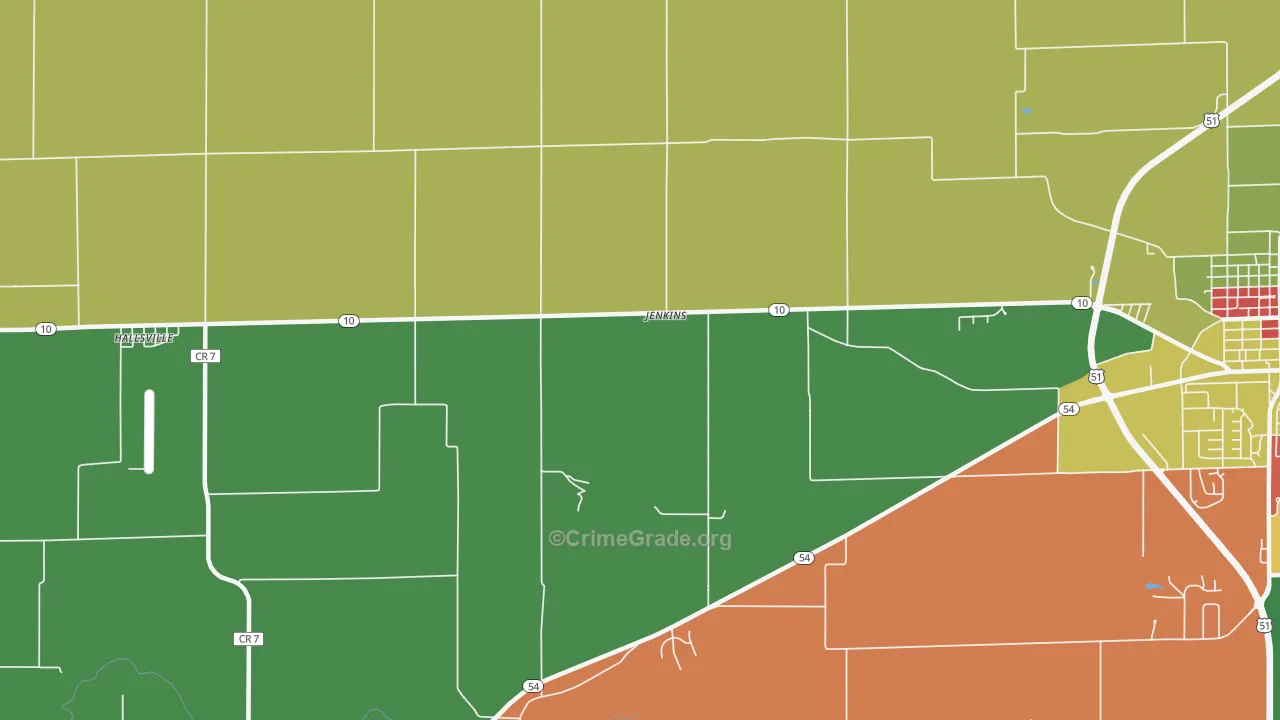Jenkins, IL Map of Drug-Related Crime Rates