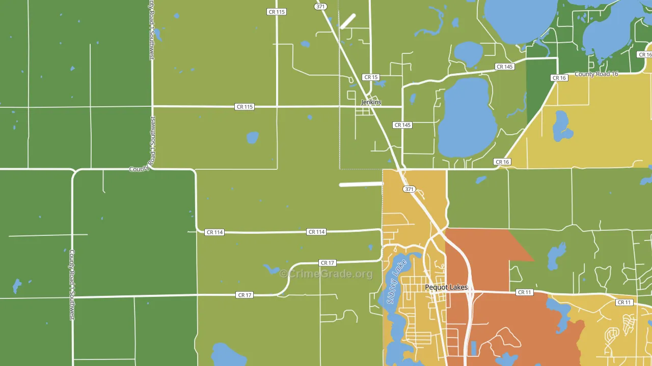Jenkins, MN Map of Drug-Related Crime Rates