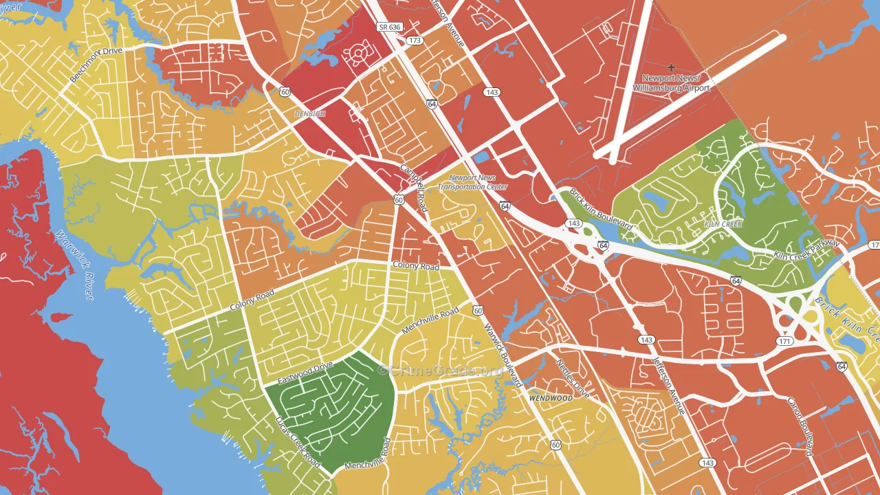 Jenkins, Newport News, VA Map of Drug-Related Crime Rates