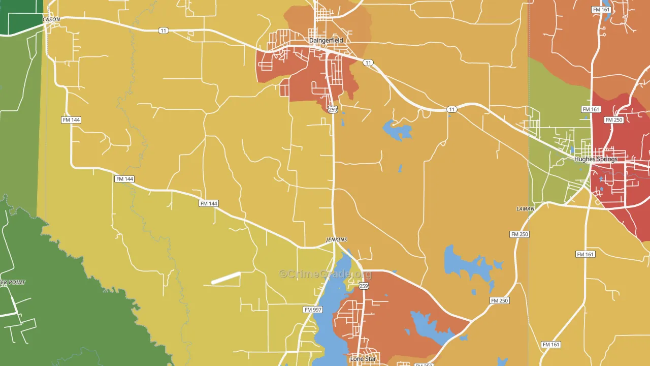 Jenkins, TX Map of Drug-Related Crime Rates