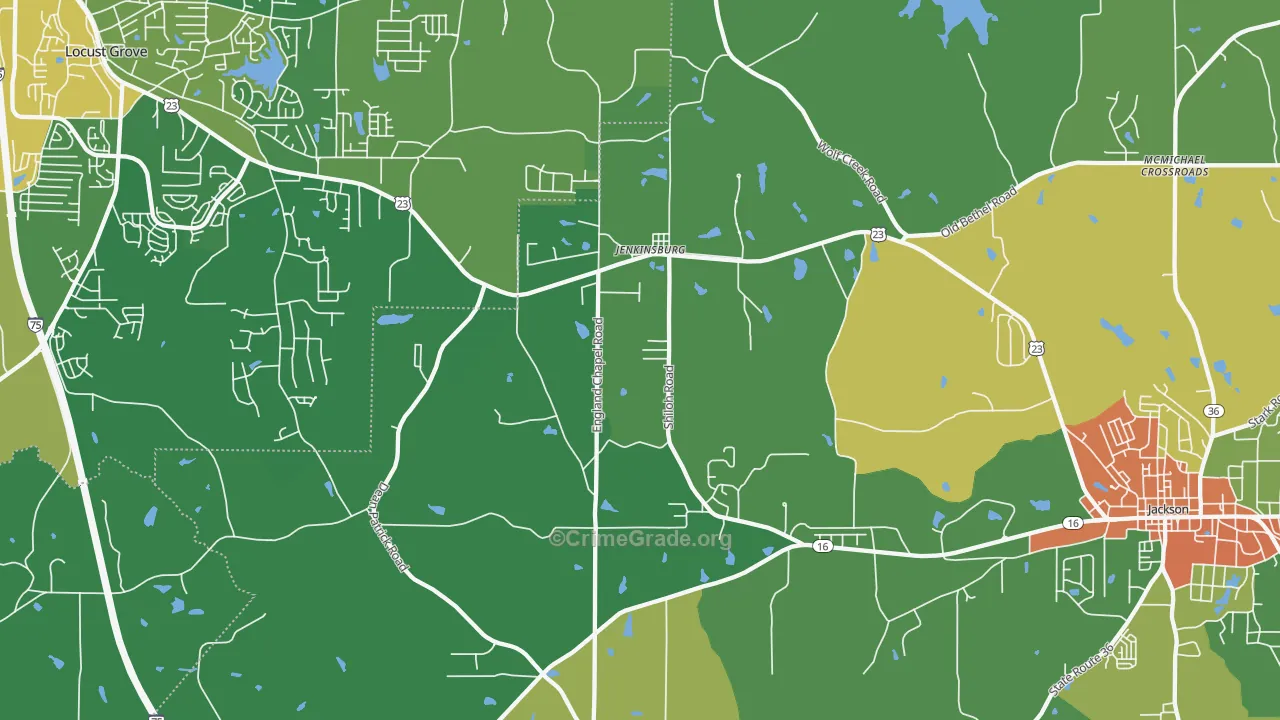 Jenkinsburg, GA Map of Drug-Related Crime Rates
