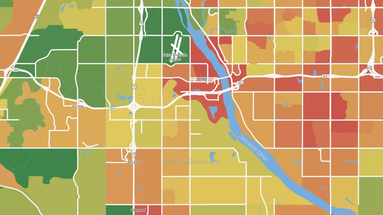 Jenks, OK Map of Drug-Related Crime Rates