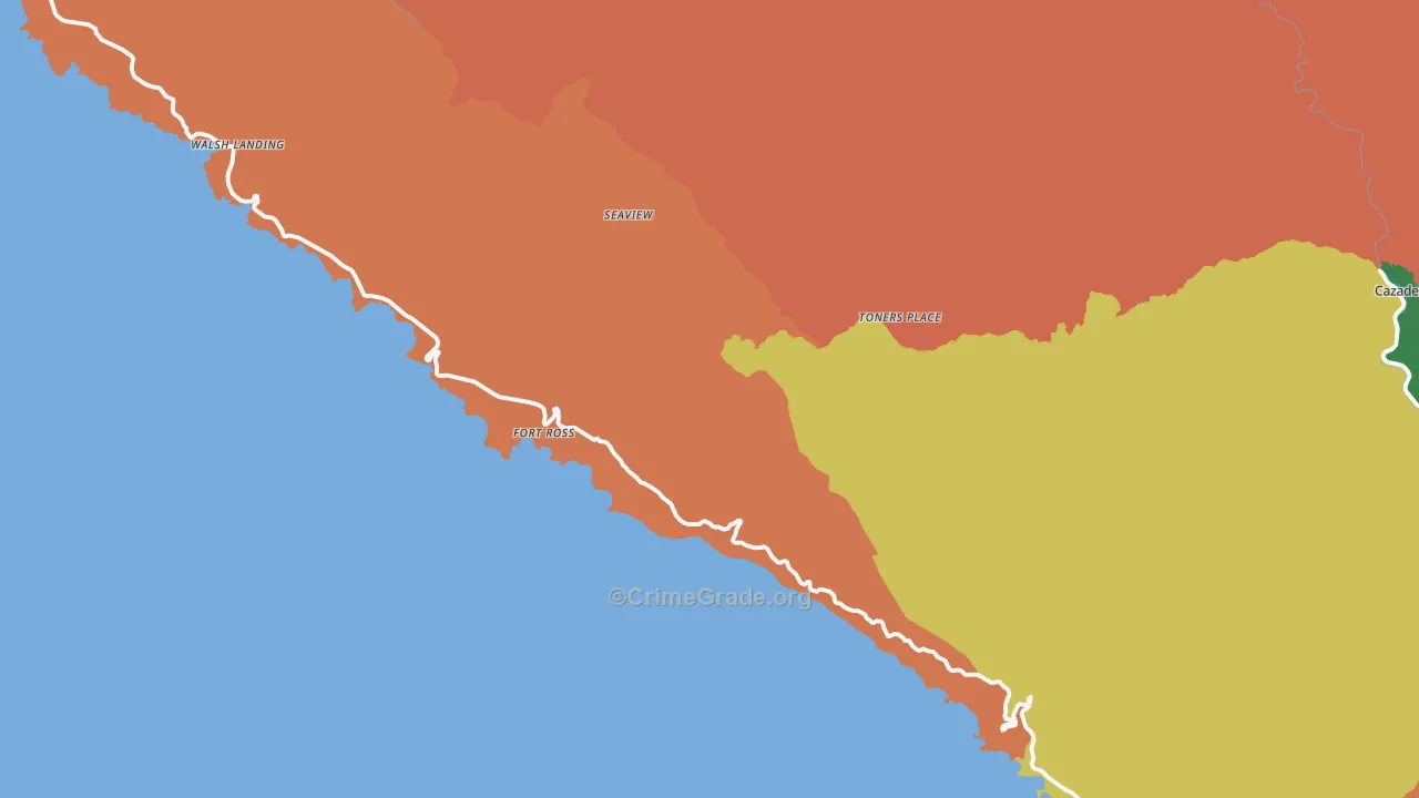 Jenner, CA Map of Drug-Related Crime Rates