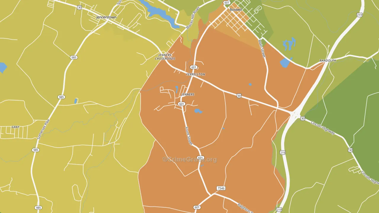 Jenners, PA Map of Drug-Related Crime Rates
