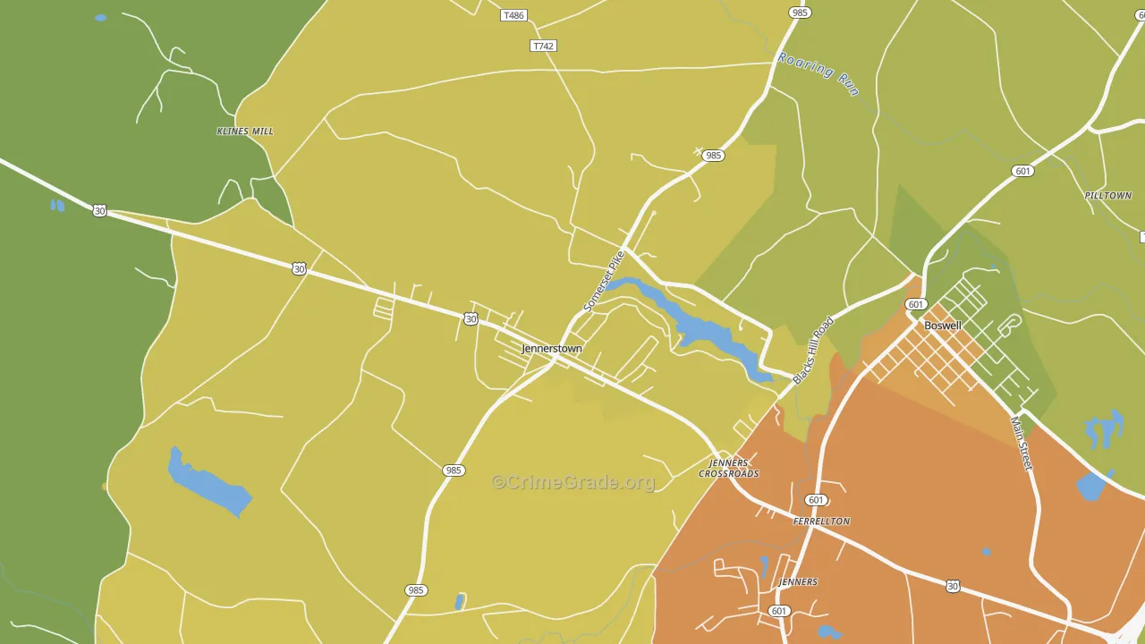 Jennerstown, PA Map of Drug-Related Crime Rates