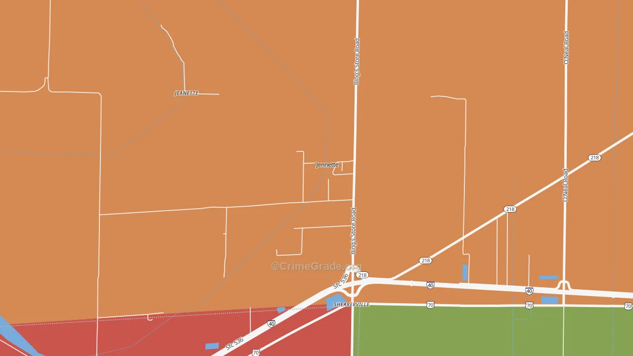 Jennette, AR Map of Drug-Related Crime Rates