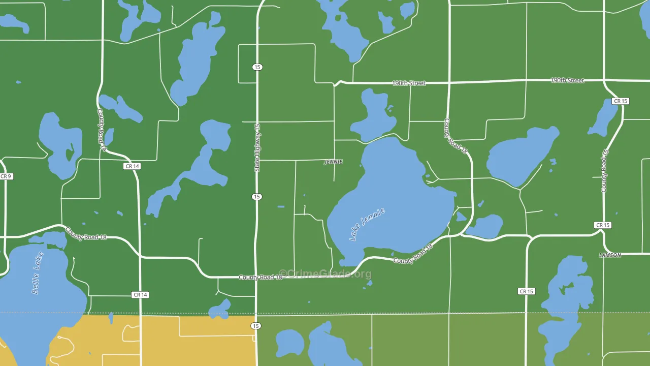Jennie, MN Map of Drug-Related Crime Rates