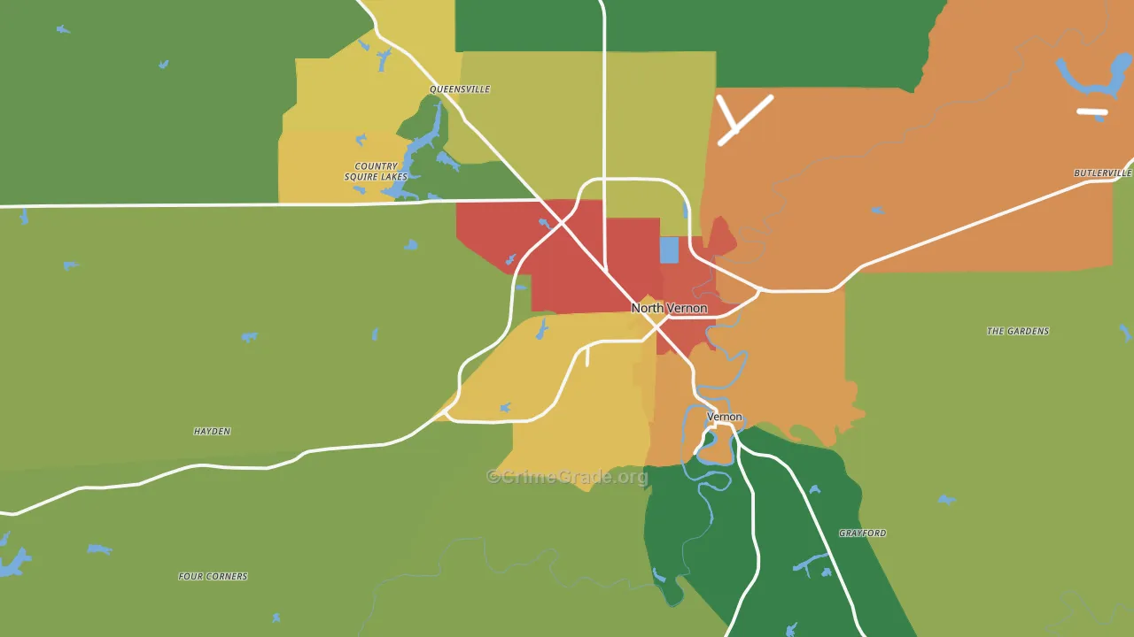 Jennings County, IN Map of Drug-Related Crime Rates