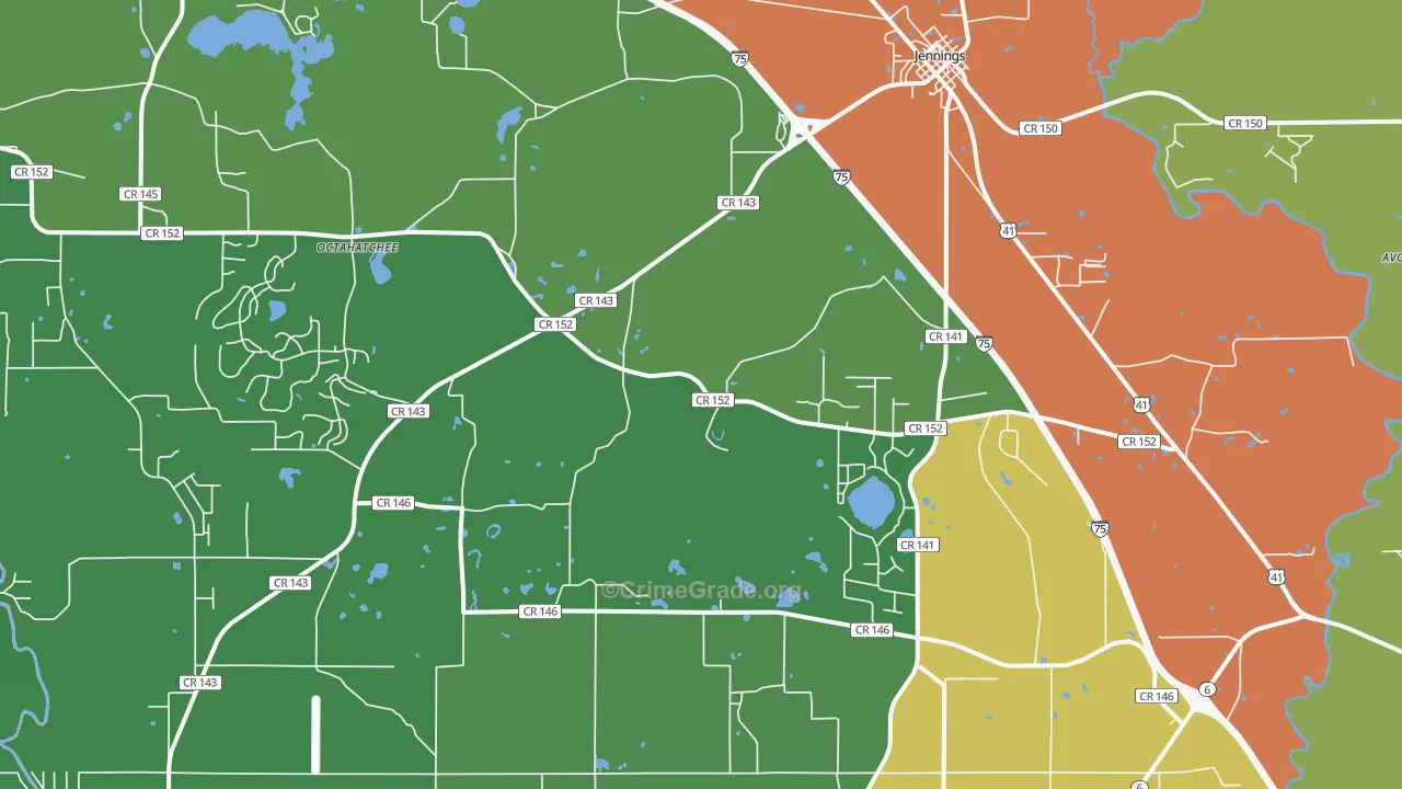 Jennings, FL Map of Drug-Related Crime Rates