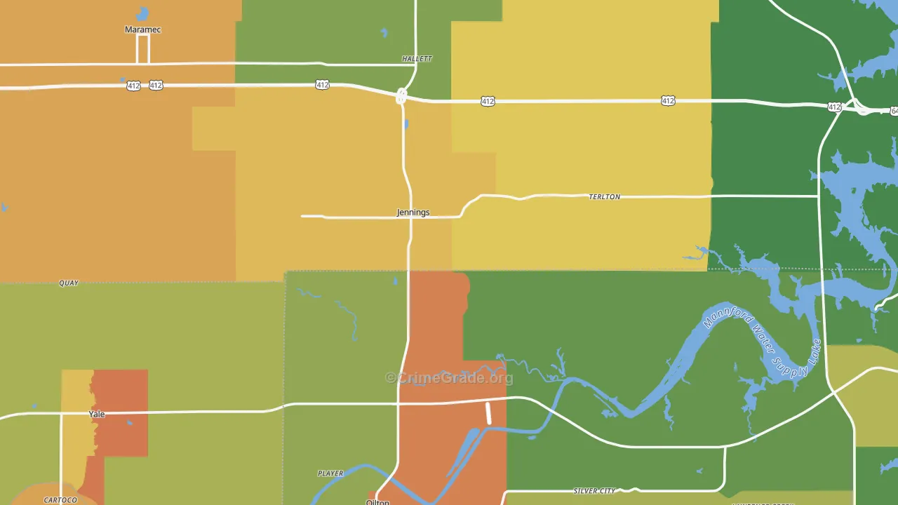 Jennings, OK Map of Drug-Related Crime Rates