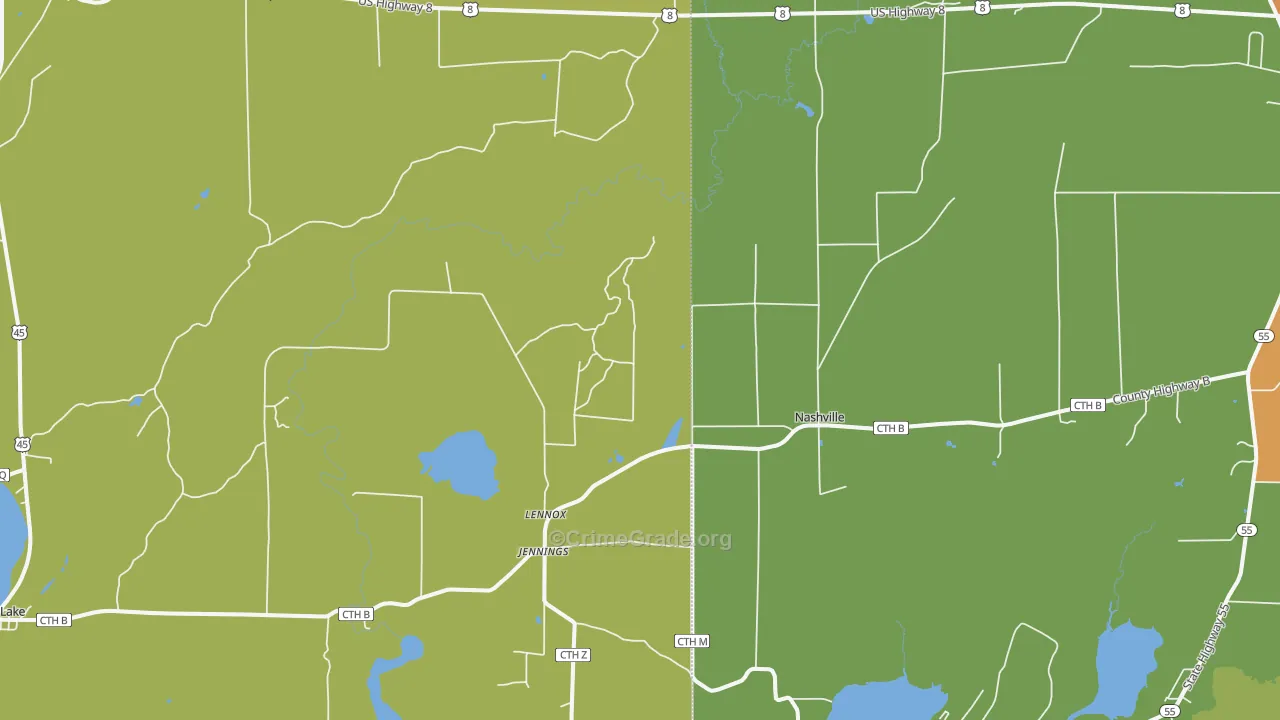 Jennings, WI Map of Drug-Related Crime Rates