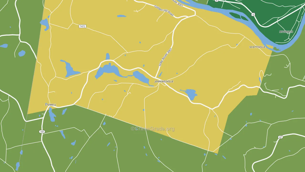 Jenningsville, PA Map of Drug-Related Crime Rates