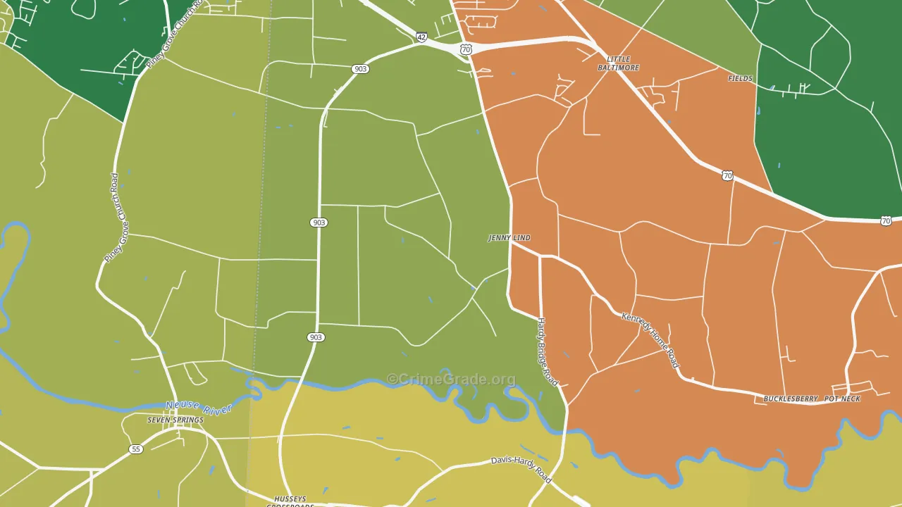 Jenny Lind, NC Map of Drug-Related Crime Rates