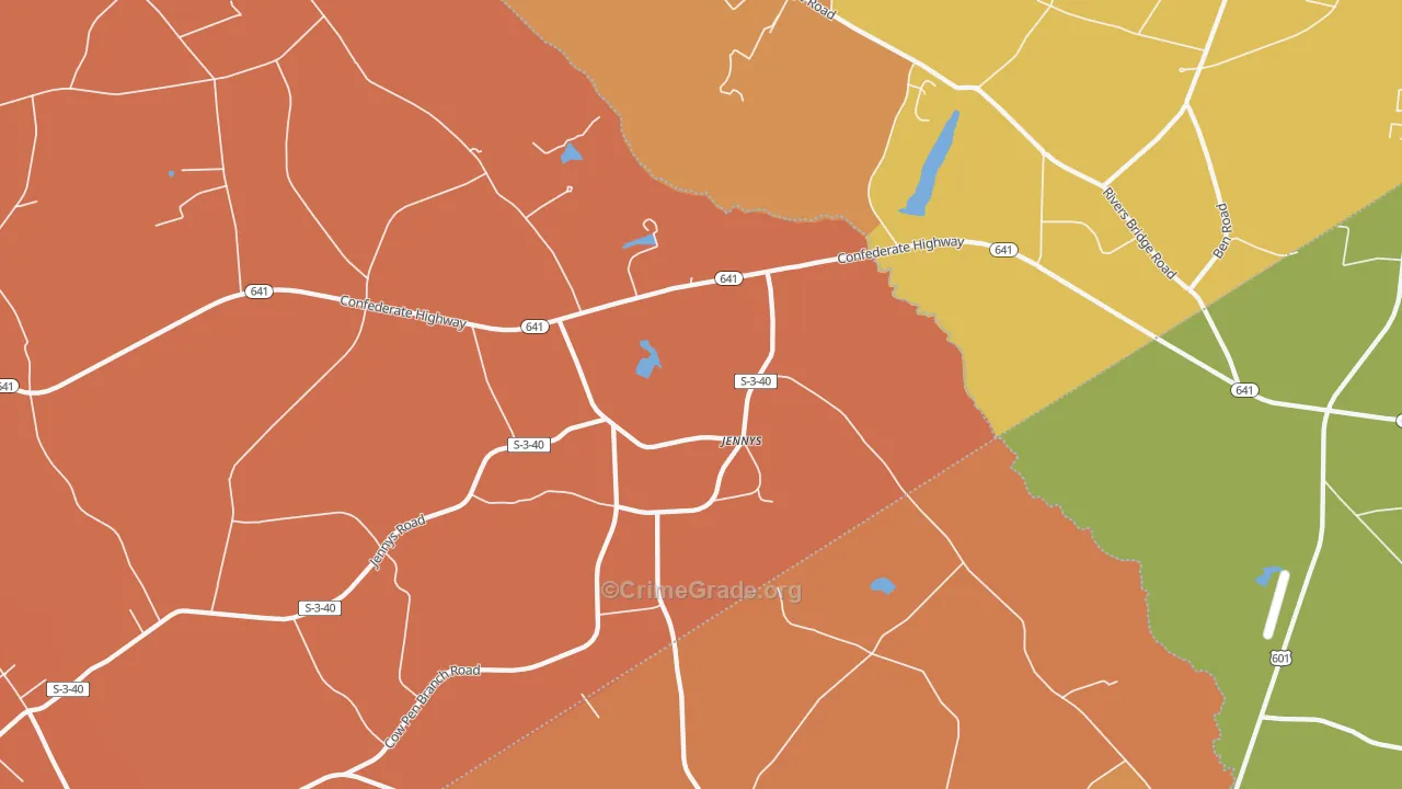 Jennys, SC Map of Drug-Related Crime Rates