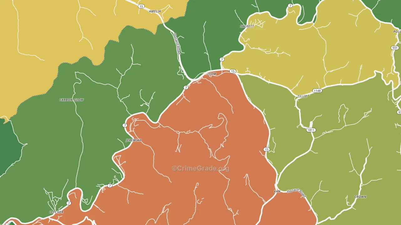 Jeremiah, KY Map of Drug-Related Crime Rates