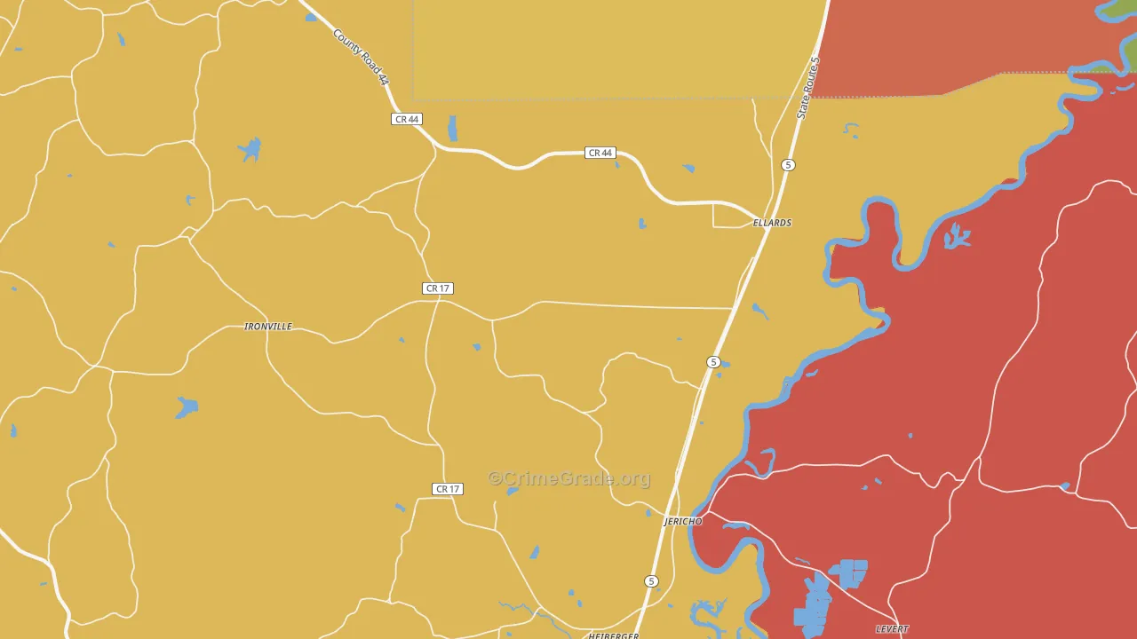 Jericho, AL Map of Drug-Related Crime Rates