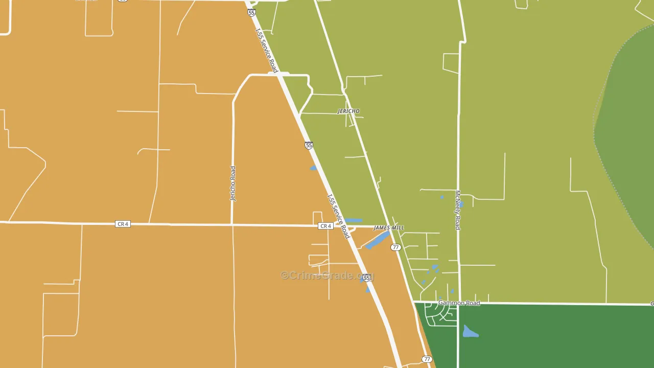 Jericho, AR Map of Drug-Related Crime Rates