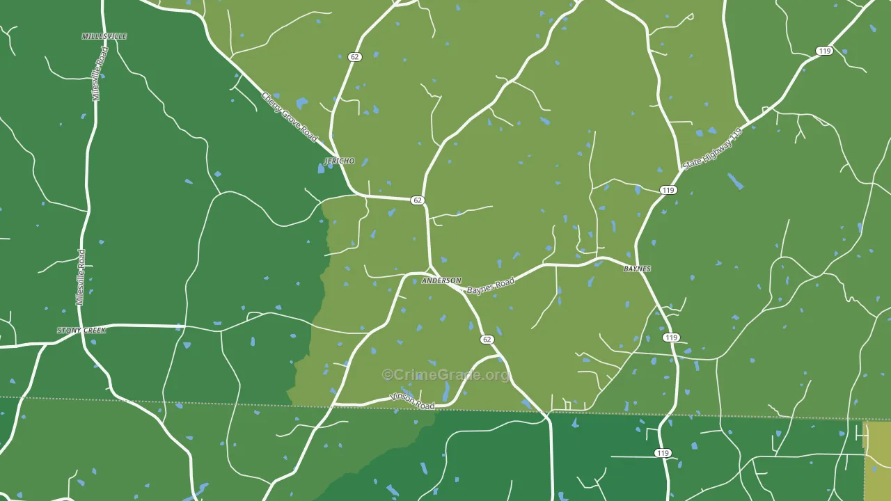 Jericho, NC Map of Drug-Related Crime Rates