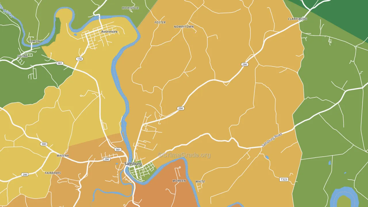Jericho, PA Map of Drug-Related Crime Rates