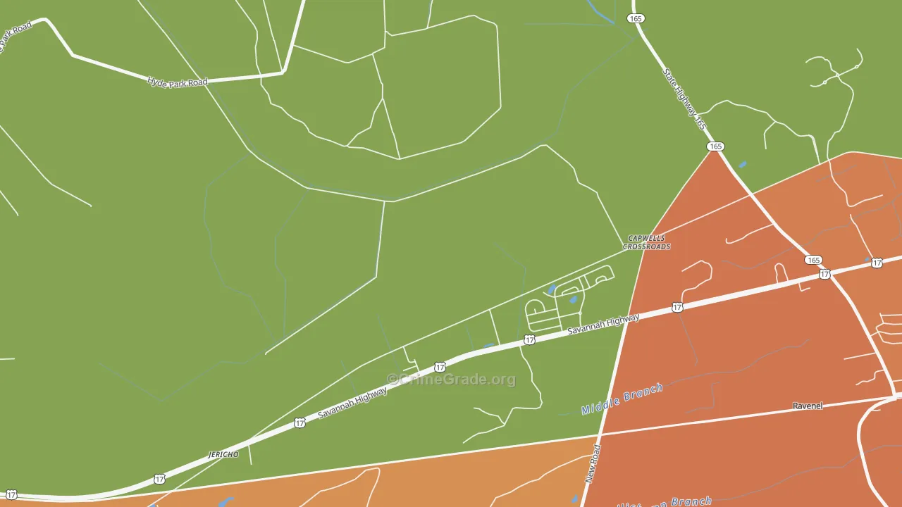 Jericho, SC Map of Drug-Related Crime Rates