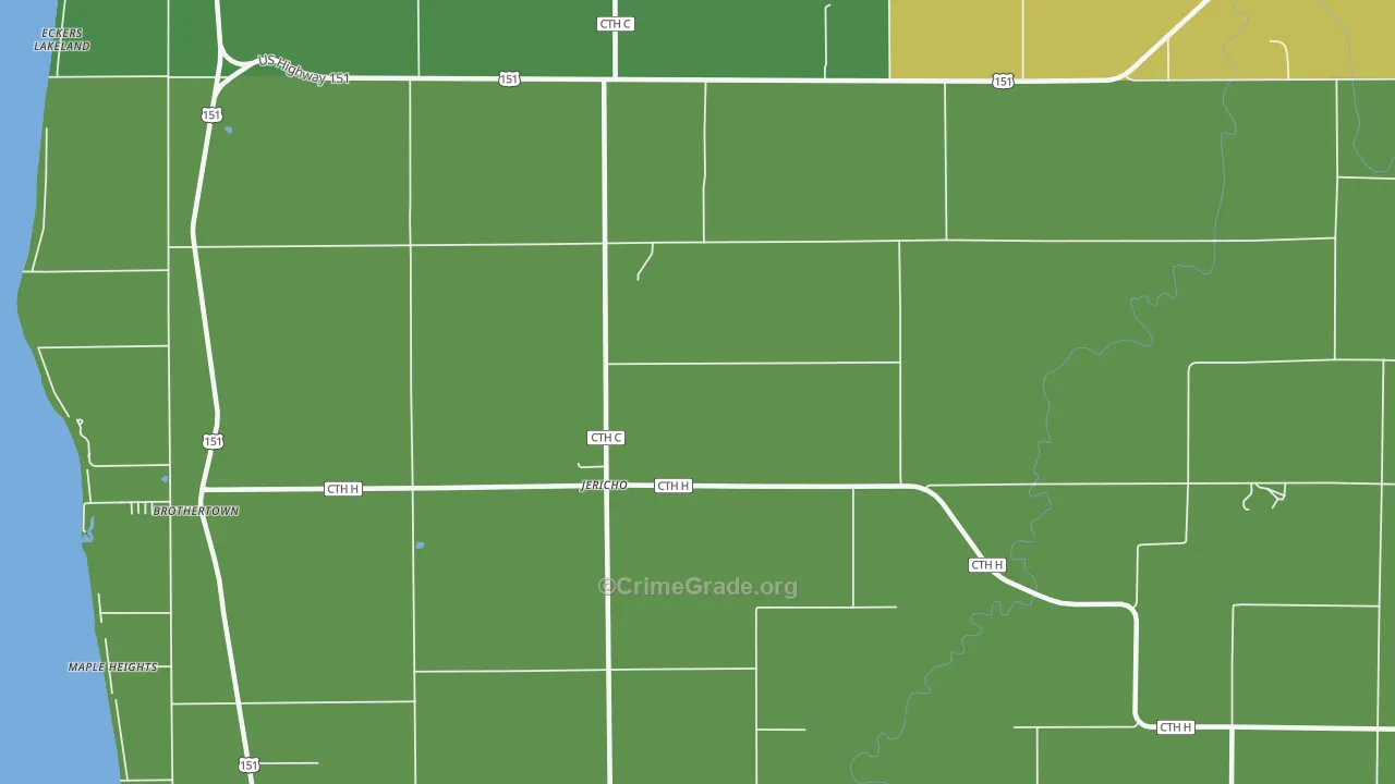 Jericho, WI Map of Drug-Related Crime Rates