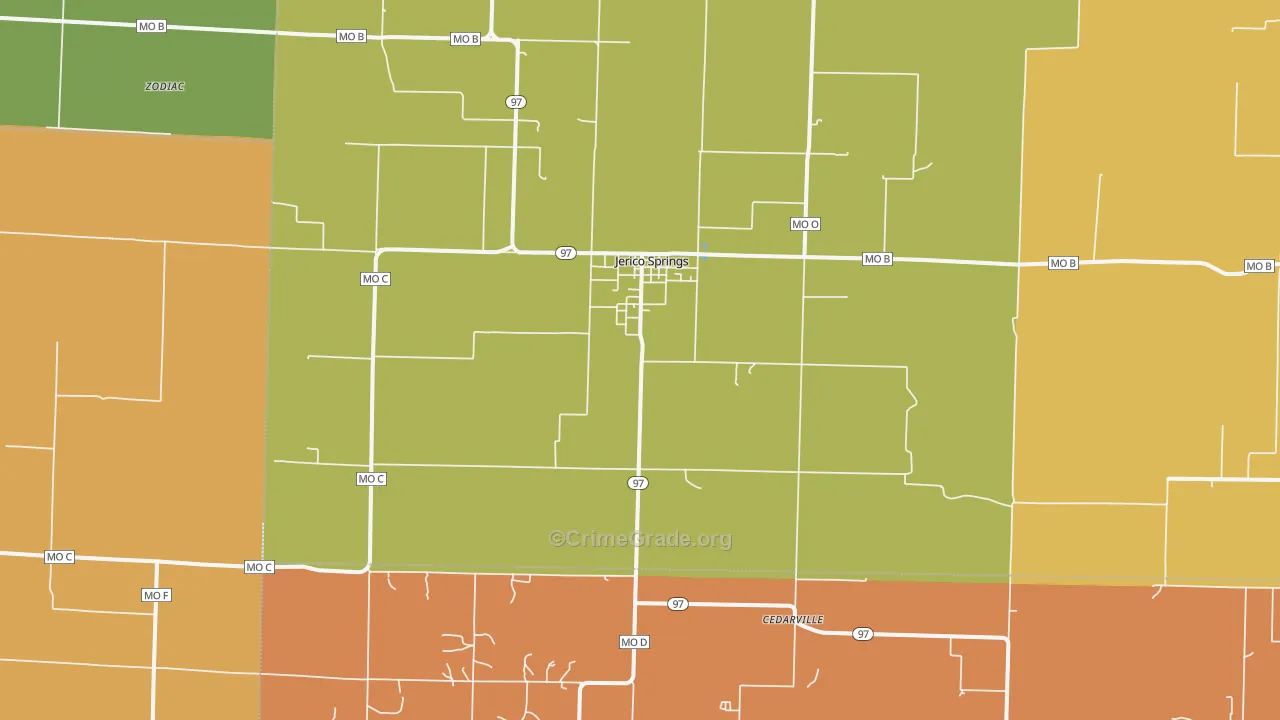 Jerico Springs, MO Map of Drug-Related Crime Rates