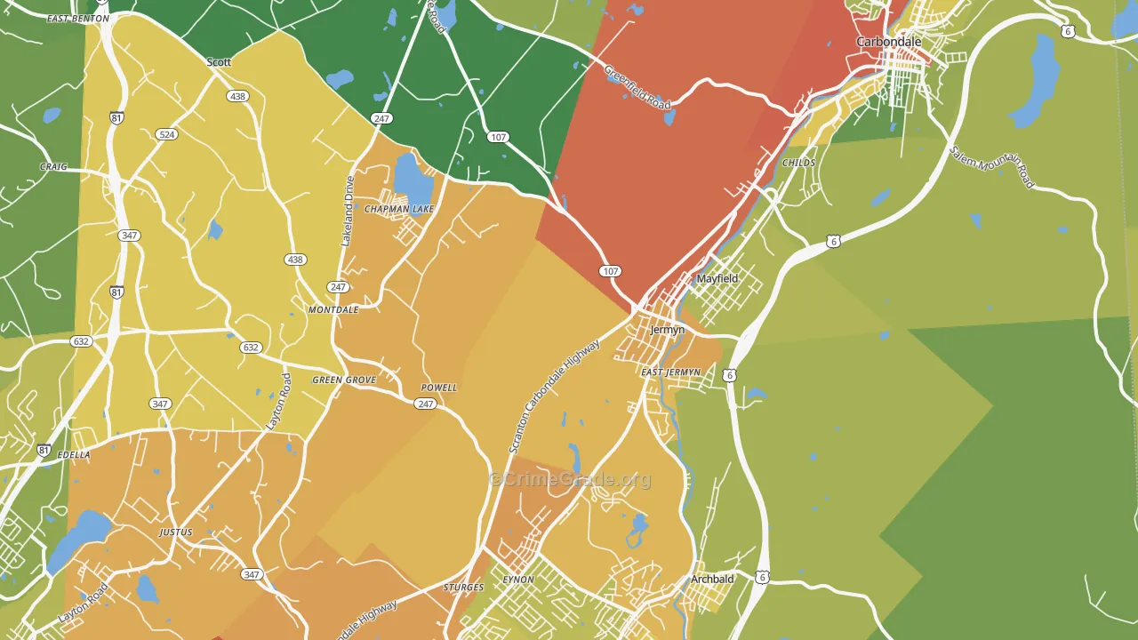 Jermyn, PA Map of Drug-Related Crime Rates