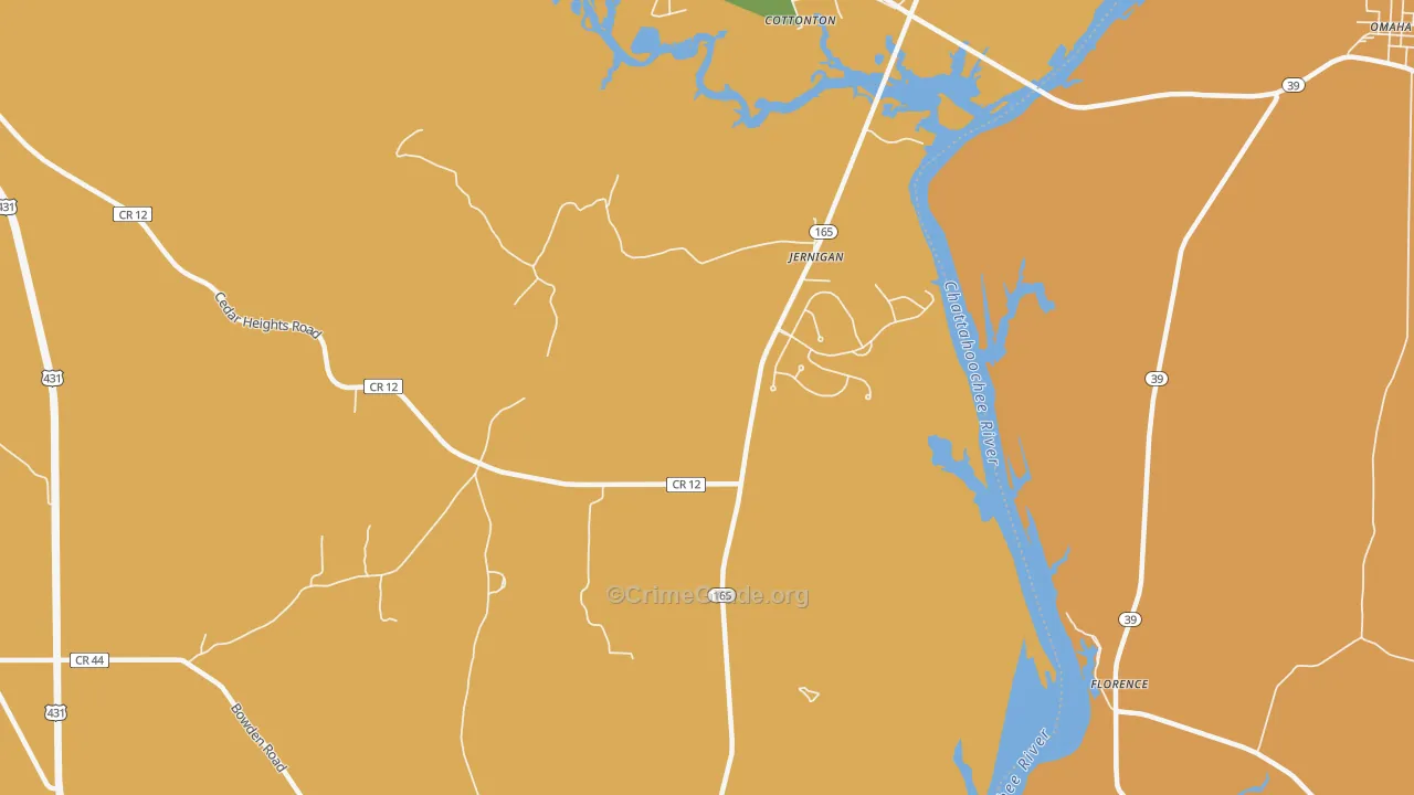 Jernigan, AL Map of Drug-Related Crime Rates
