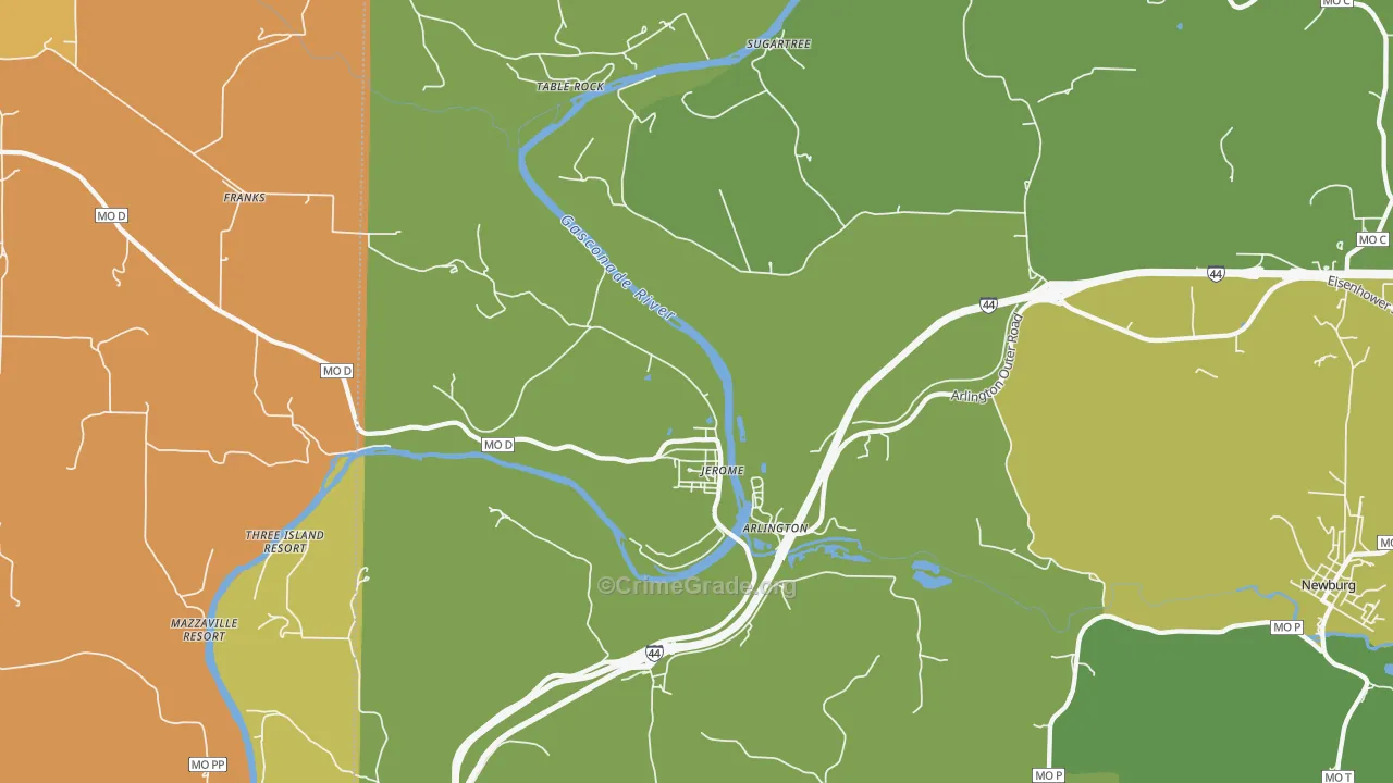 Jerome, MO Map of Drug-Related Crime Rates