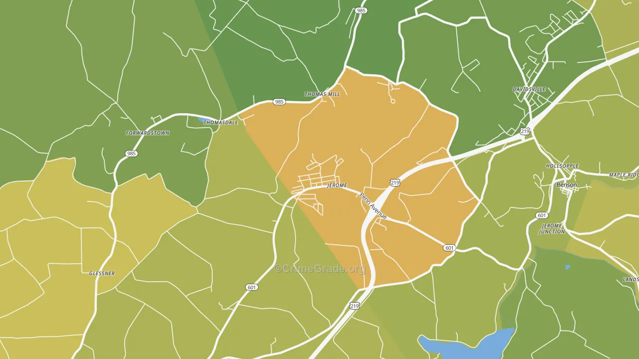 Jerome, PA Map of Drug-Related Crime Rates
