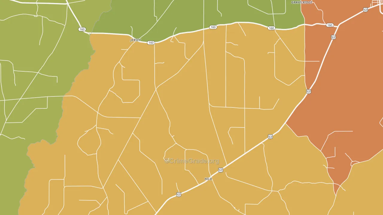 Jersey, AR Map of Drug-Related Crime Rates