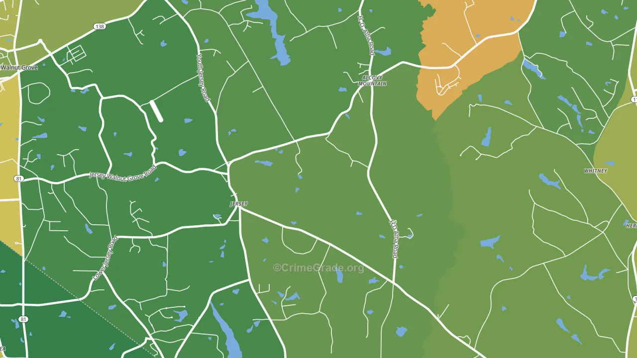 Jersey, GA Map of Drug-Related Crime Rates