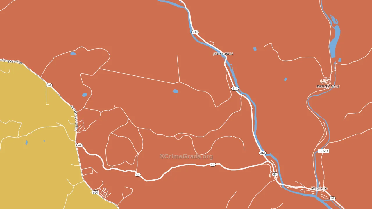 Jersey Mills, PA Map of Drug-Related Crime Rates